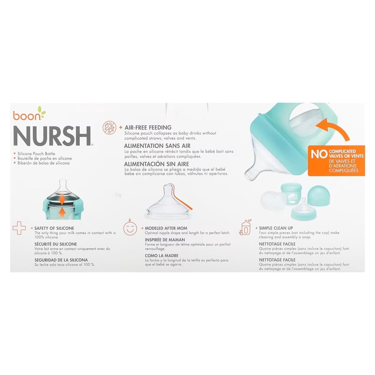 Boon Nursh, Silicone Pouch Bottle, 0m+, Slow, 3 bottles, 4 oz (118 ml) Each - Image 2