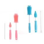 Silicone Brush For Bottle and Nipple, 12" Long Handle Water Bottles Cleaner for Baby Bottles, Sports Bottle, Vase, Glassware, and Smaller Diameter Bottle Openings