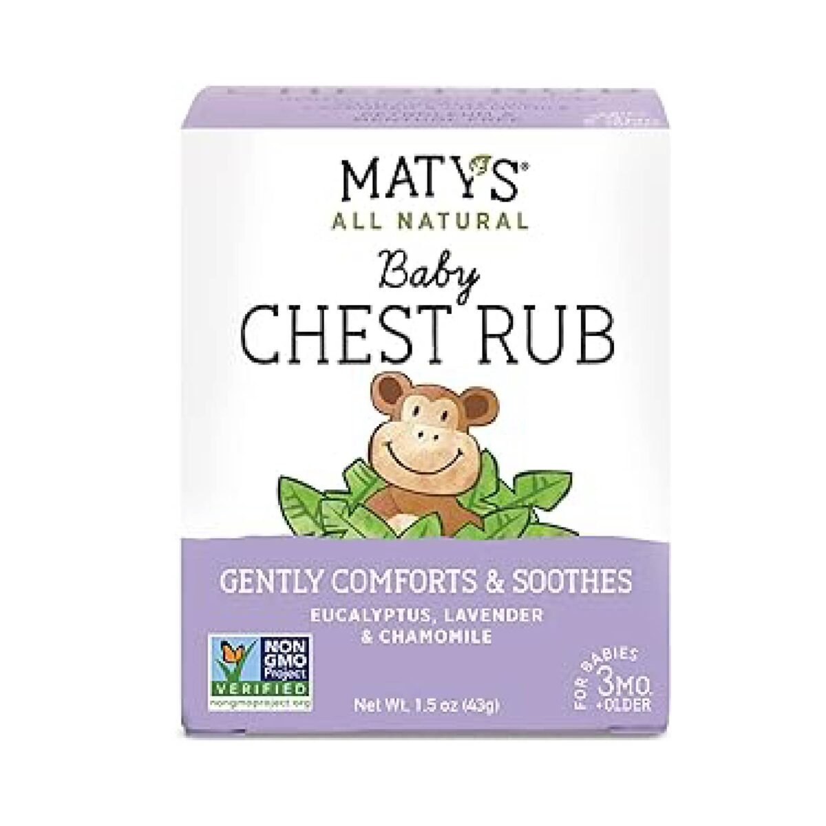 Maty's, Baby Chest Rub - Naturally Comfort, Soothe and Help Relieve Congestion in Babies 3 months+, Petroleum Free - Made with Soothing Lavender and Chamomile - 1.5 oz ( 43g ) - Image 1