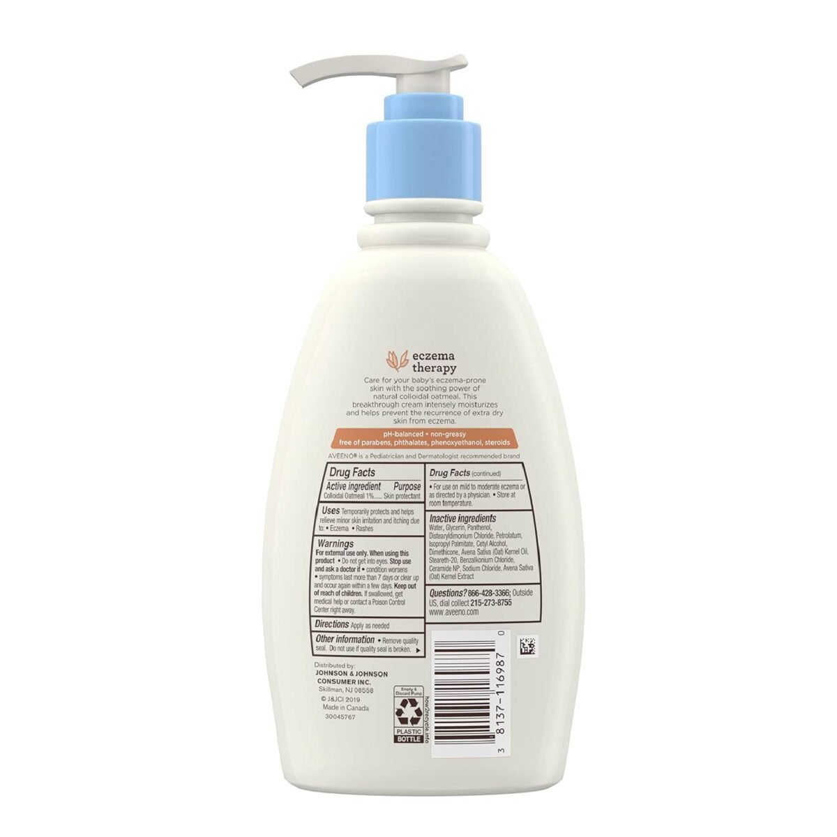 Aveeno Baby,  Eczema Therapy Moisturizing Cream, Colloidal Oatmeal Skin Protectant + Vitamin B5    12 Fl. Oz ( 354 mL ) - Image 2