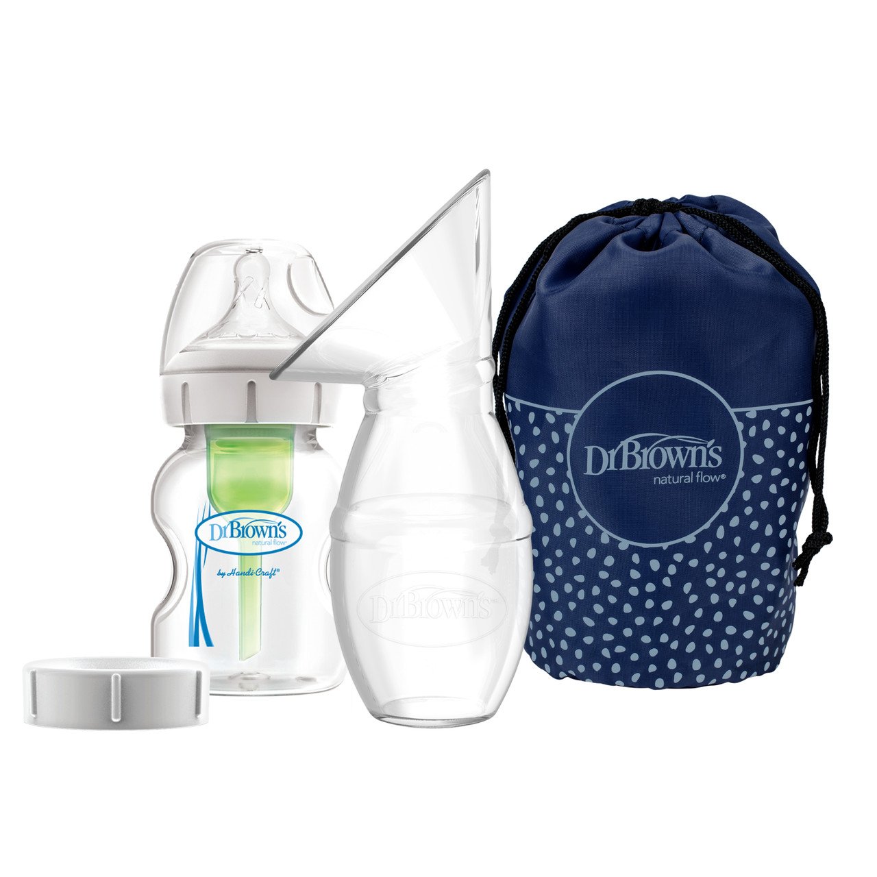 BF035_Product_Silicone_Breast_Pump_150ml_Wide-Neck_Options__Bottle_Travel_Bag__42640 Dr. Brown’s™ Silicone One-Piece Breast Pump with Anti-Colic Options+™ Bottle (5 oz/150 mL Wide- Neck ) and Travel Bag - الصورة 3
